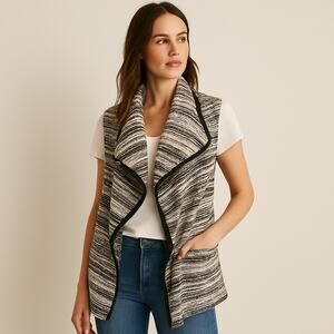 Dolan Knit Waterfall Womens Vest Sz M Boho Chic Lagenlook Layering Open Front